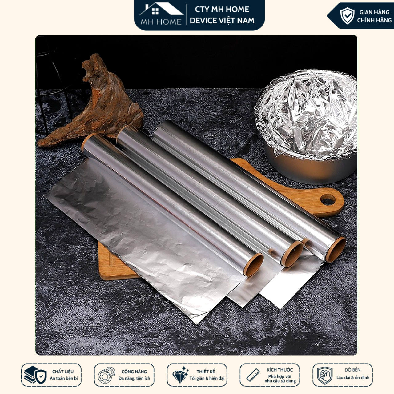 Combo 5-10-15 Cuộn Giấy Bạc Thực Phẩm 5m x 30cm An Toàn Chịu Nhiệt Đa Năng